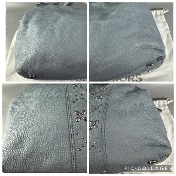 Michael Michael Kors Blue Leather Studded Shoulder Bag - Picture 13 of 14